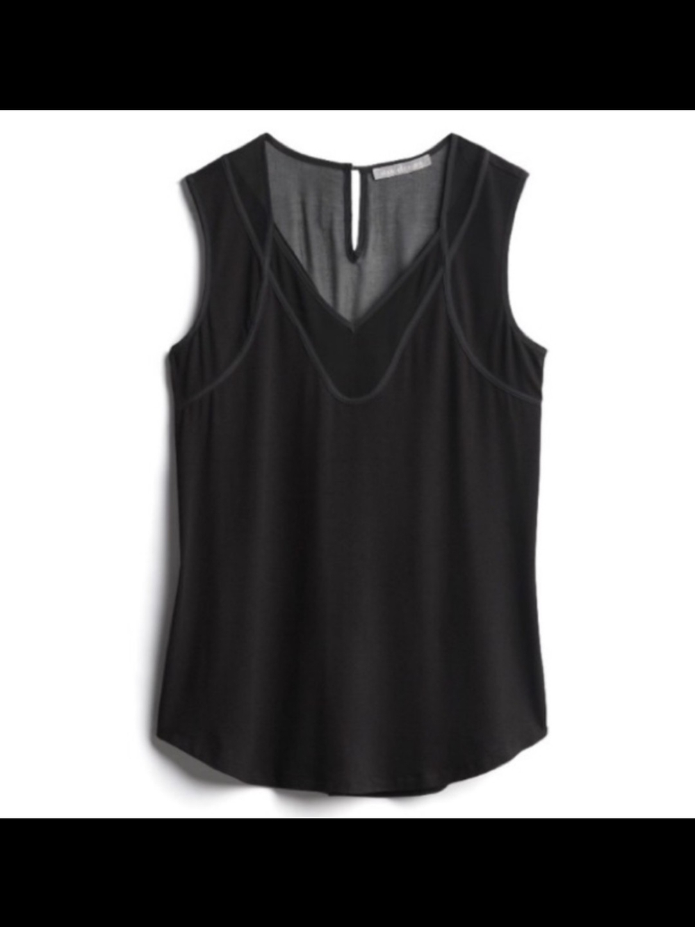 Sleeveless Black V-Neck Shell Top